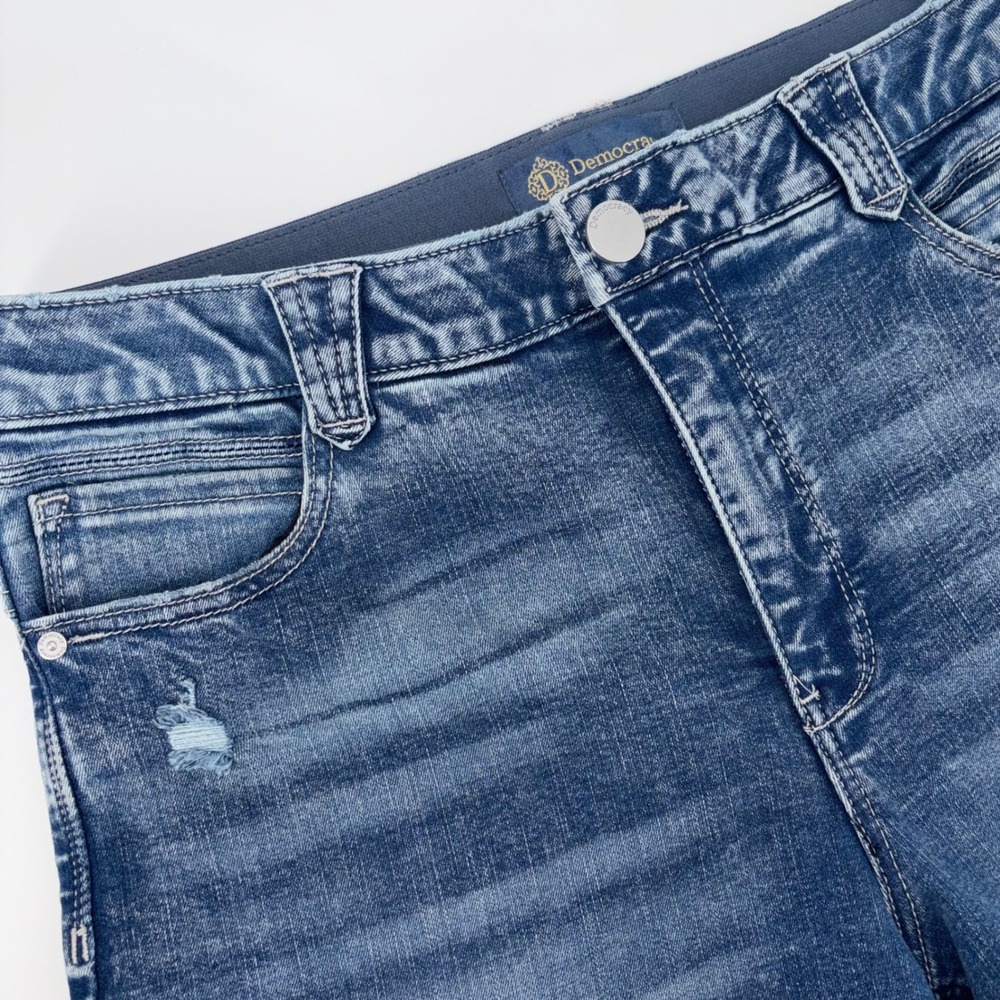 Democracy Ab"solution Wide Leg Cuffed Jeans Medium Wash Blue Distressed Size 12
